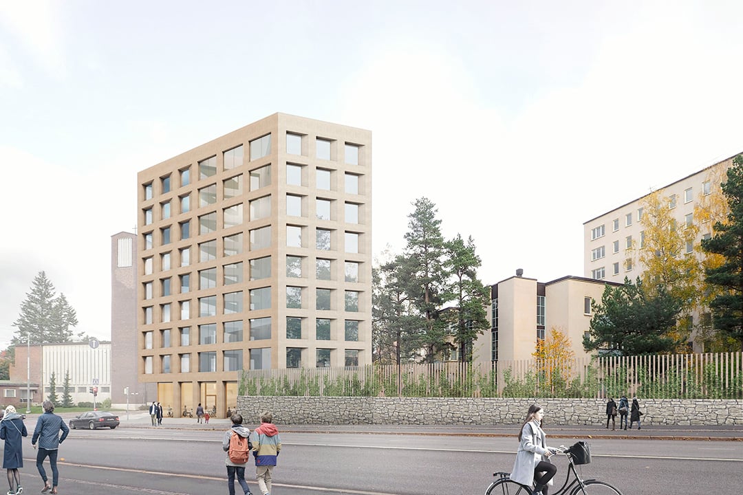 Sairaanhoito-opisto, front view.