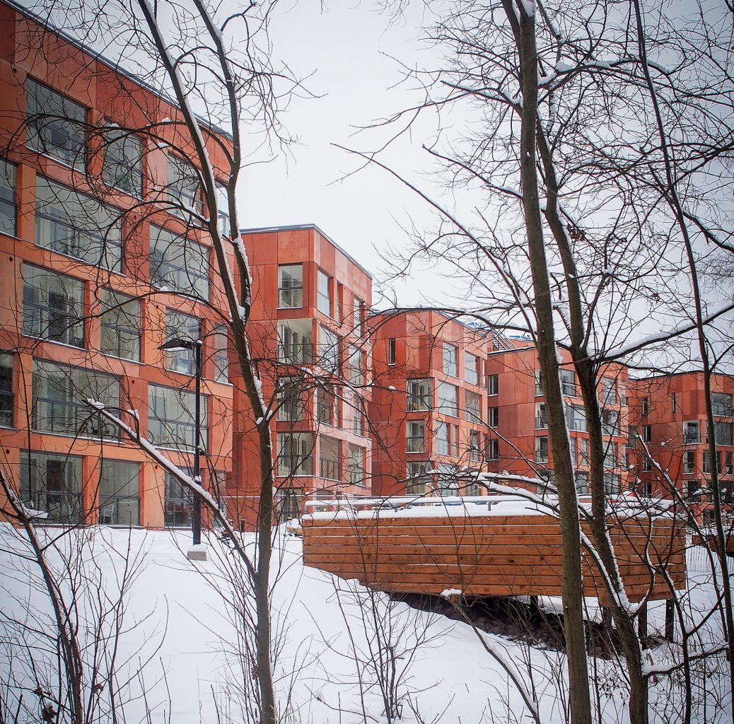 Isonpellontie 4-6 Housing, courtyard view winter2. Photo: Grete Laukkanen