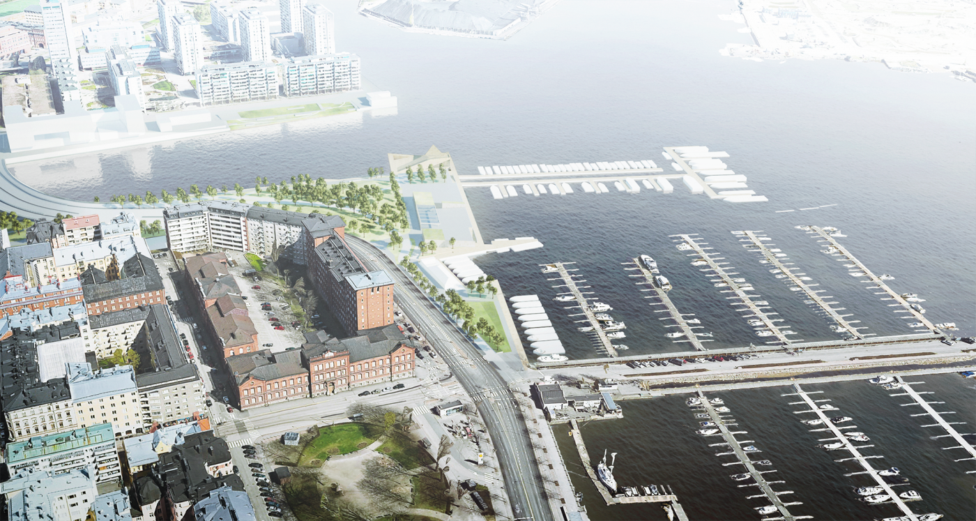 Kotisatama project, aerial view south.