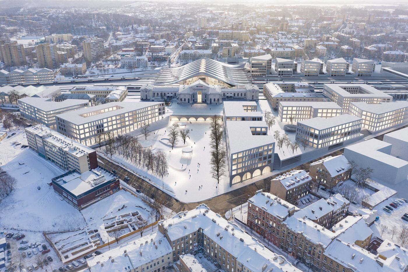 Vilnius Railway Station Complex, north areal view.