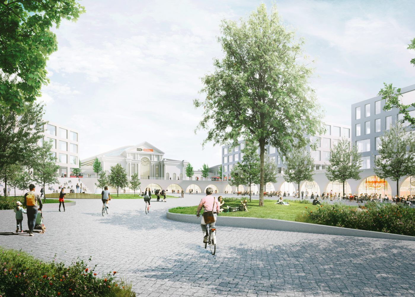 Vilnius Railway Station Complex, plaza view.