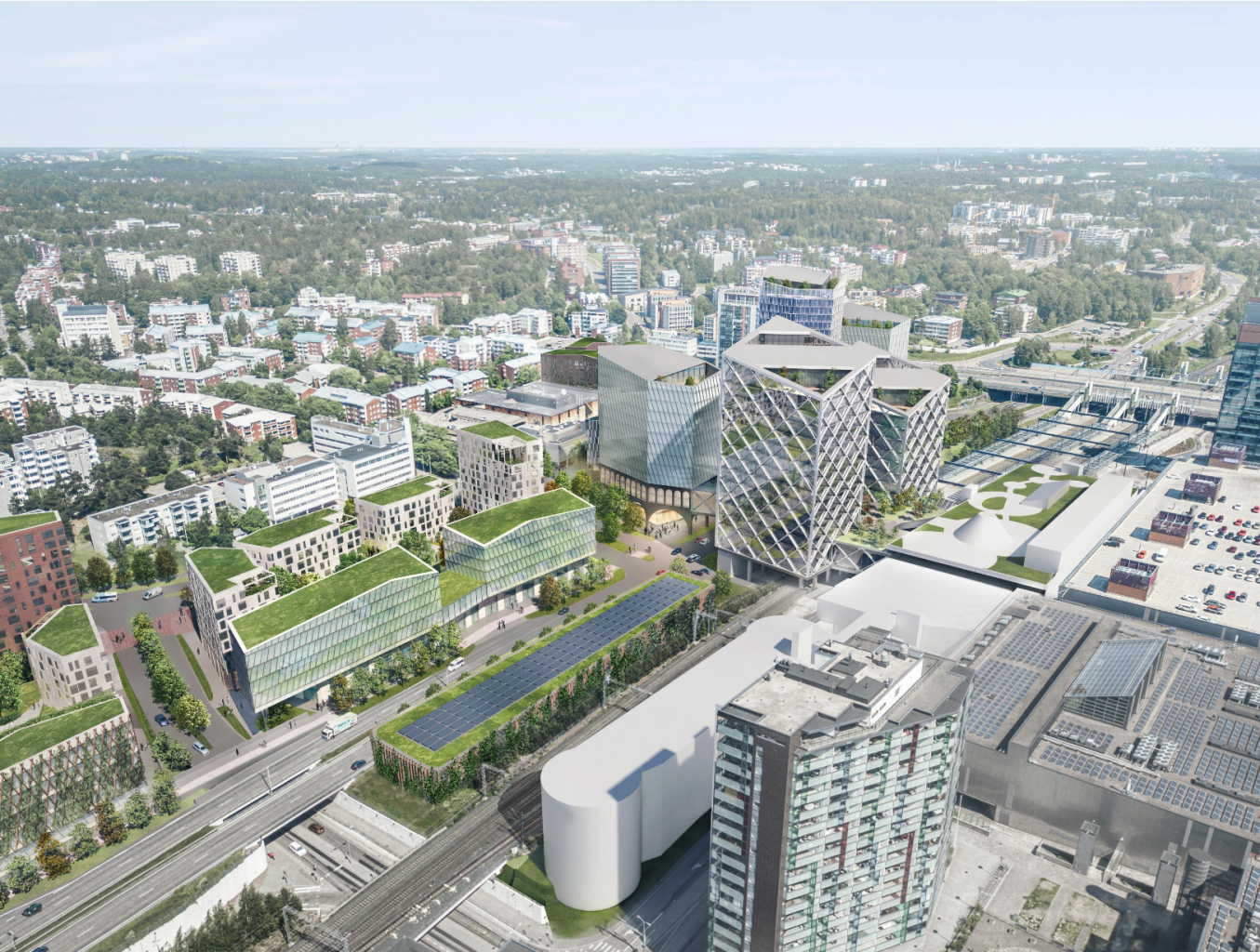Leppävaara Centre arial view from the southwest