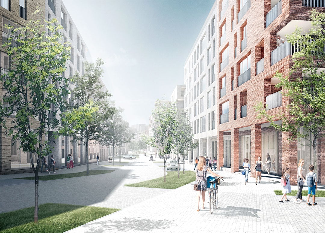 Kera area, street view, Espoo, Finland.