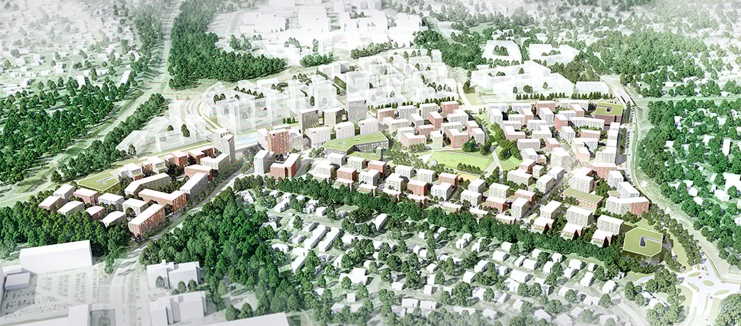 Kera area, aerial view, Espoo, Finland.