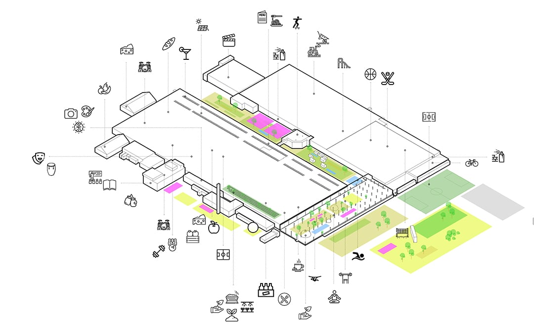 Kera area, logistigs hall convert use consept, Espoo Finland.