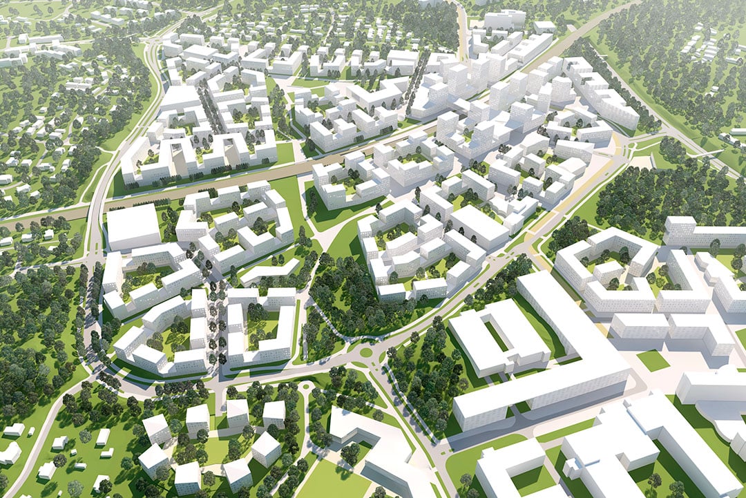 Kera area, aerial view north, Espoo Finland.