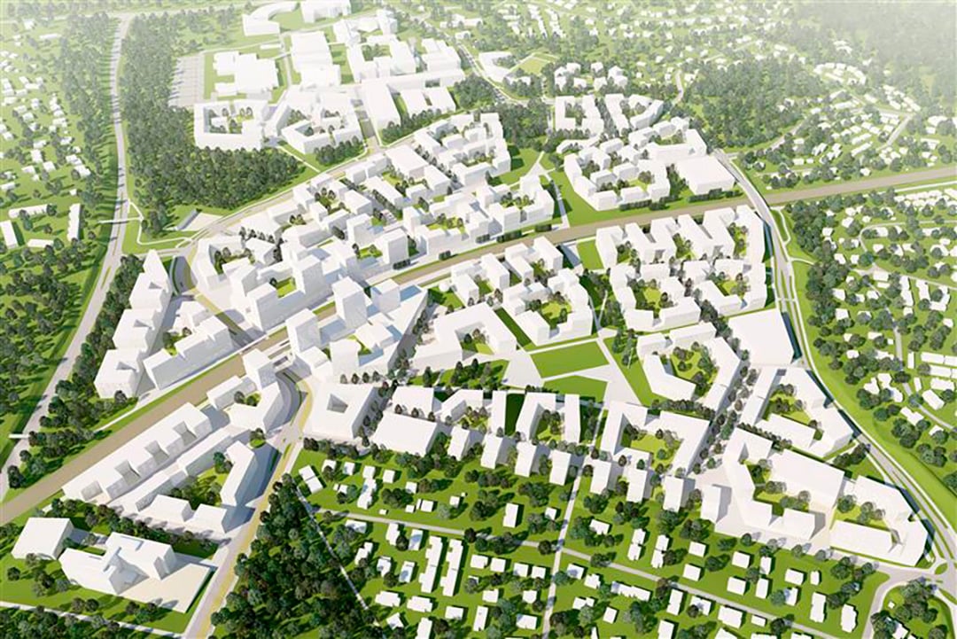 Kera area, aerial view south, Espoo Finland.