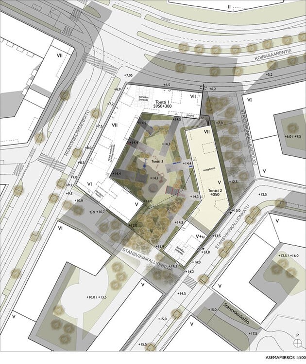 Kruunuvuorenranta block 49338, site plan.