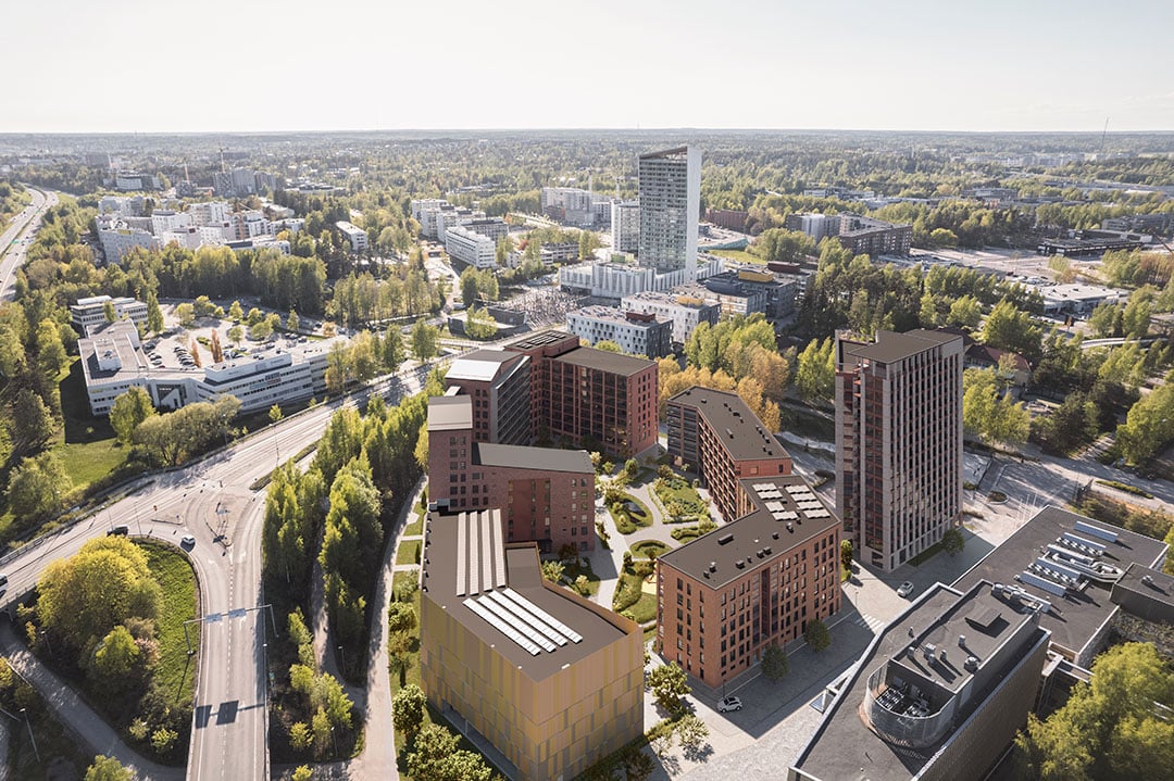Niittysillanportti, aerial view, Espoo, Finland.