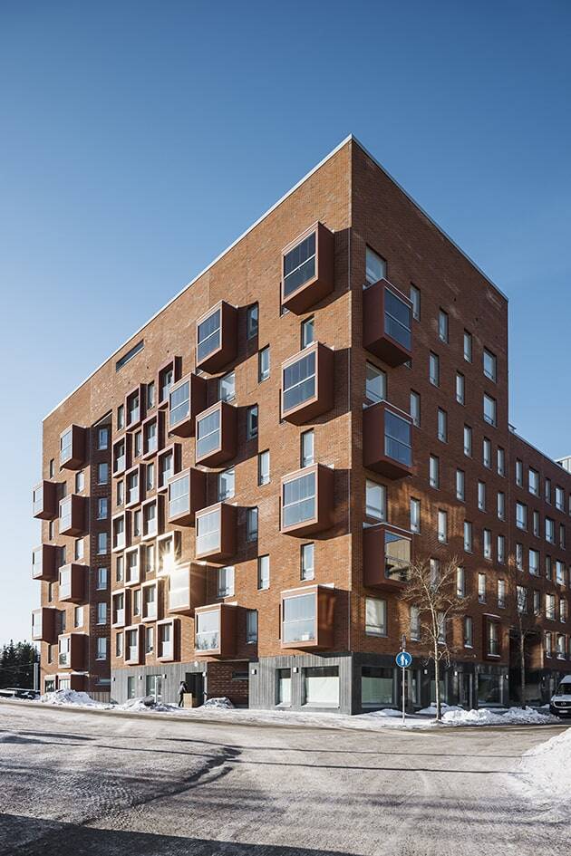 Retkeilijänkatu 13-15 housing, facade view. Photo: Kuvio