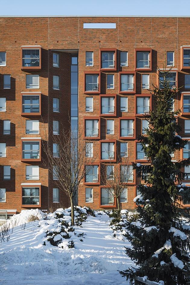 Retkeilijänkatu 13-15 housing, facade view. Photo: Kuvio
