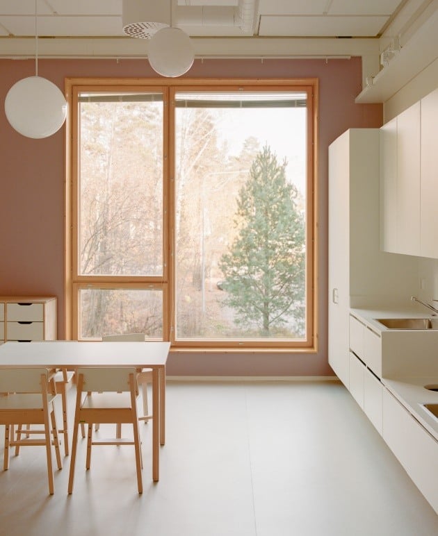Viherkallio daycare, interior kitchen view. Photo: Kalle Kouhia